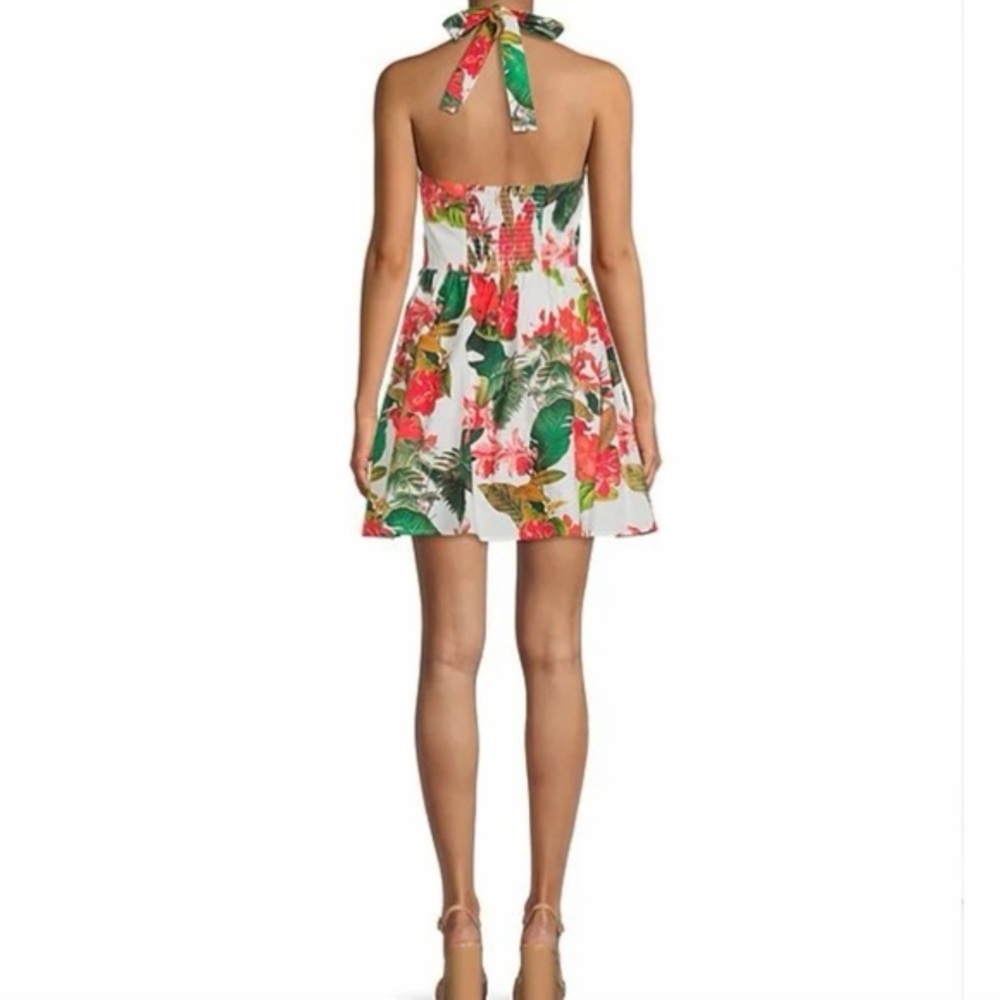 NWT Gianni Bini Charlotte Tropical Floral Halter Tie Front A-Line Dress - Picture 4 of 6